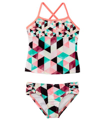 Hurley Girls' Prism Bandeau Top Tunnel Bottom Bikini Set (4T-6x)