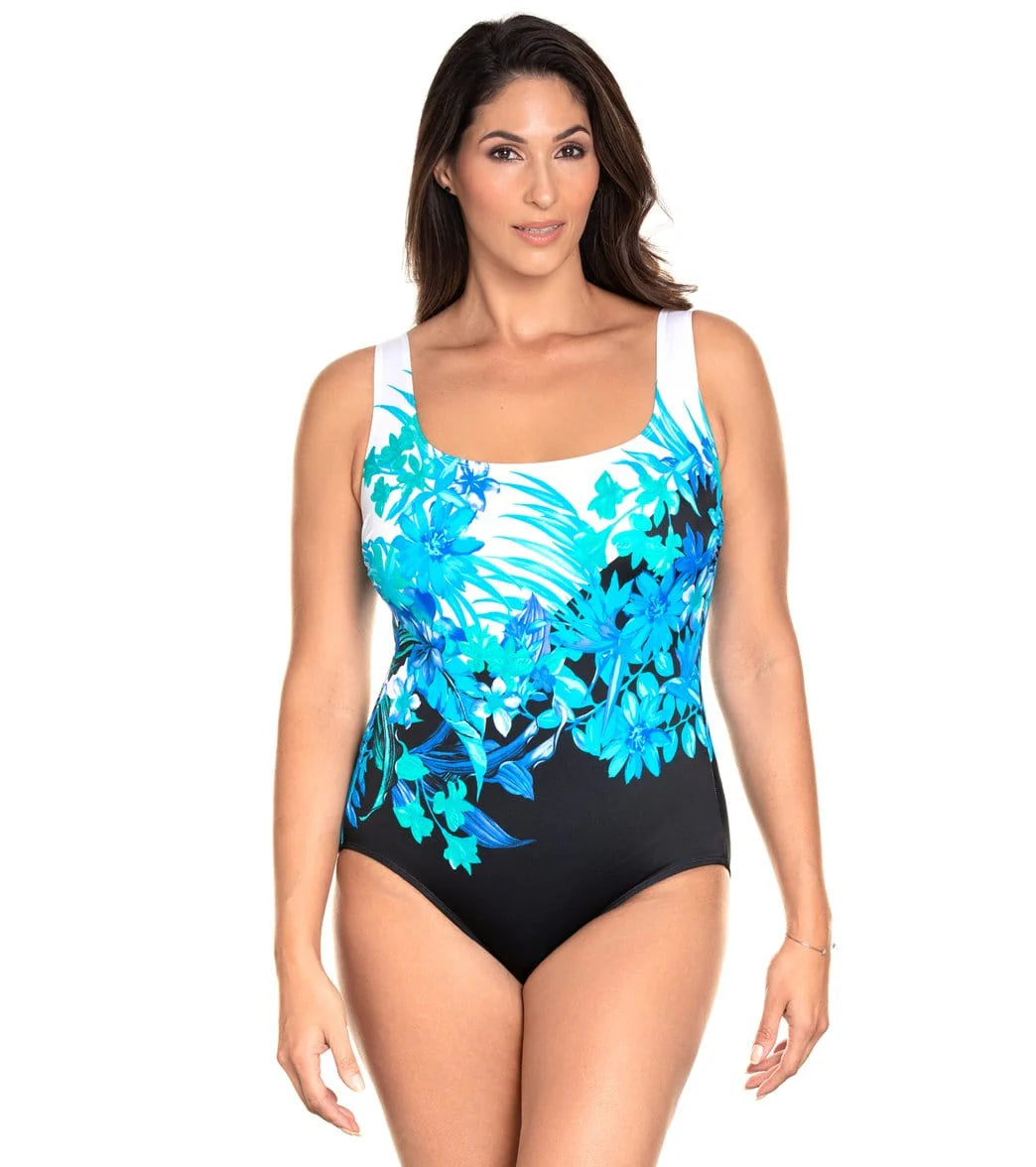 Longitude Scenic Route Panel Long Torso Tank One Piece Swimsuit