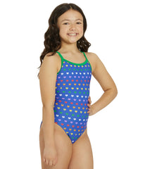 Sporti Rainbow Heart Thin Strap One Piece Swimsuit Youth (22-28)