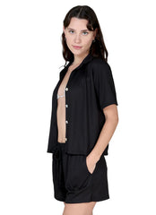 J.Valdi Women's Bondi Short Sleeve Button Down Cover Up Shirt