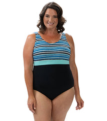 Dolfin Aquashape Women's Color Block Scoop Back One Piece Swimsuit