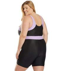 Sporti Plus Size Unitard Colorblock One Piece  Swimsuit