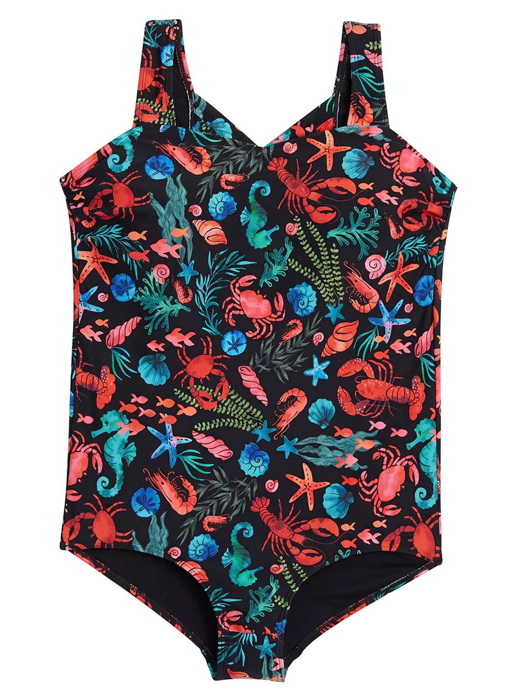 Sporti Plus Size Tide Pool Moderate Printed Sweetheart One Piece Swimsuit