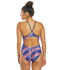 Dolfin Reliance Women's Inferno Team Print V-Back One Piece Swimsuit