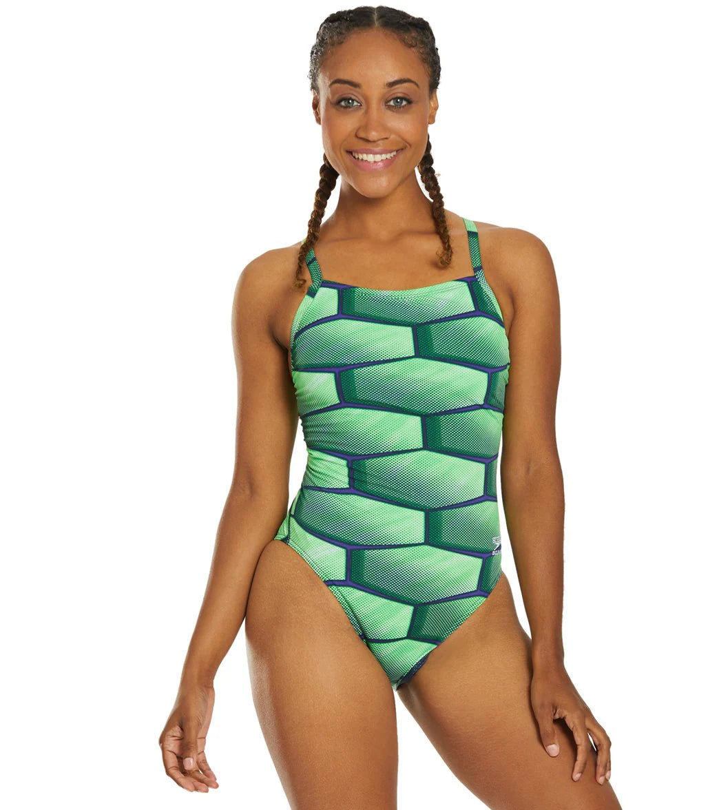 Speedo Endurance+ Women's Shell Shock Flyback One Piece Swimsuit
