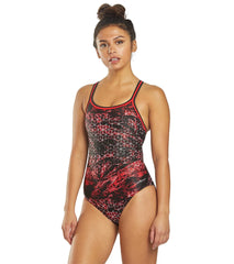 Dolfin XtraSleek Eco Women's Gravity Team Print DBX Back One Piece Swimsuit