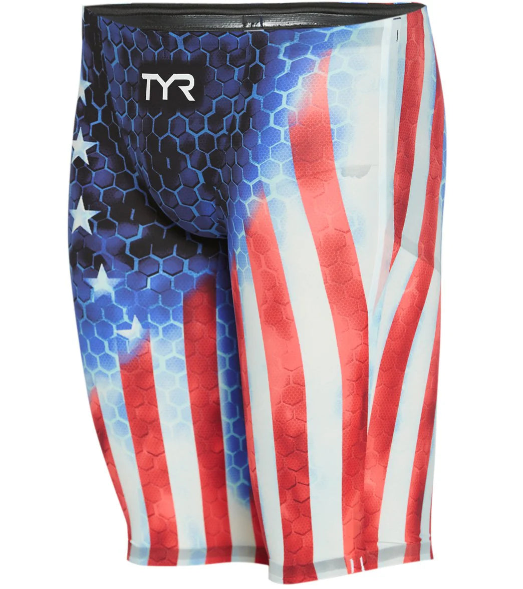 TYR Men's Avictor Supernova USA High Waist Jammer Tech Suit Swimsuit