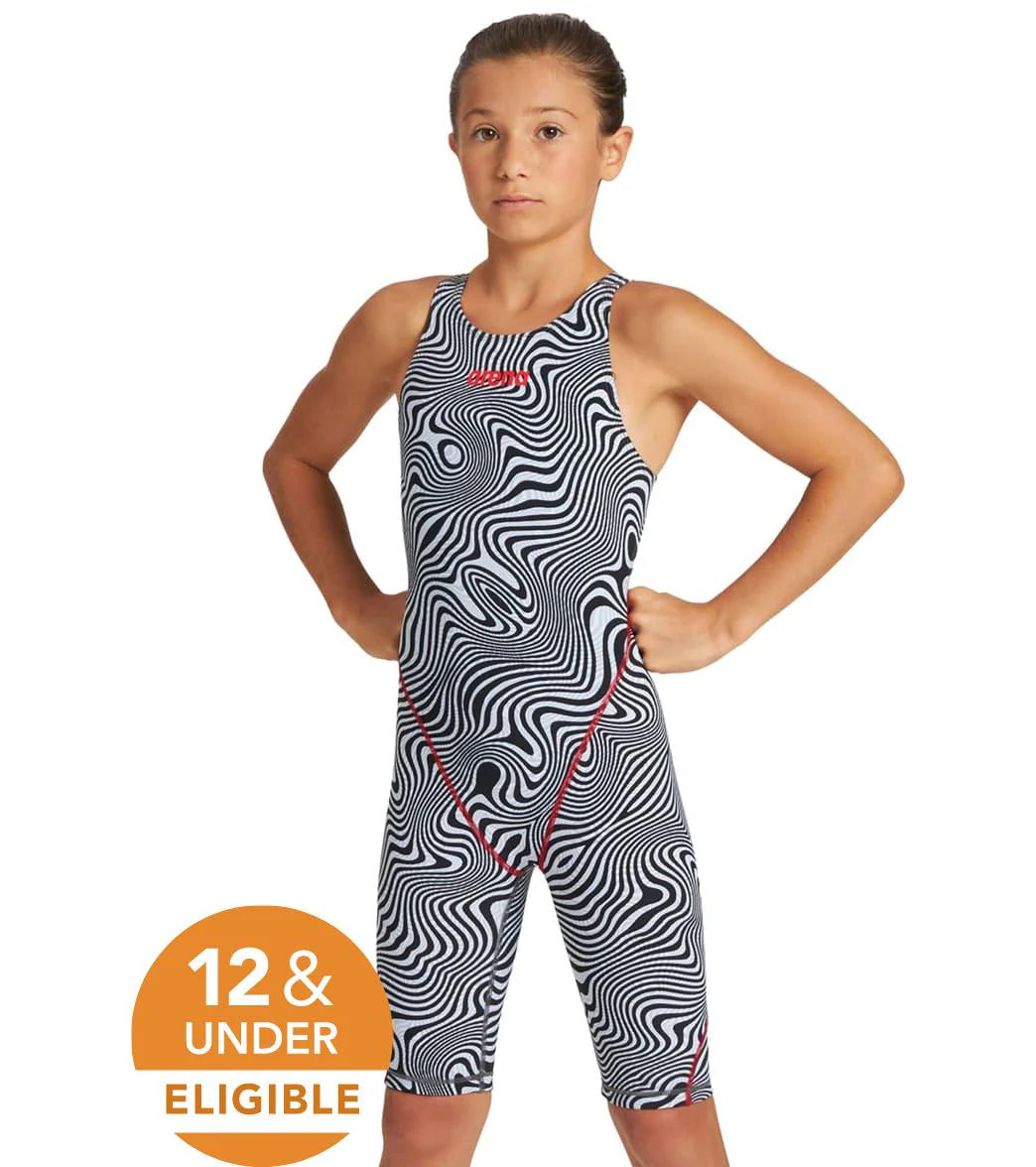 Arena Girls' Powerskin ST 2.0 Illusion Limited Edition Open Back Jr Tech Suit Swimsuit