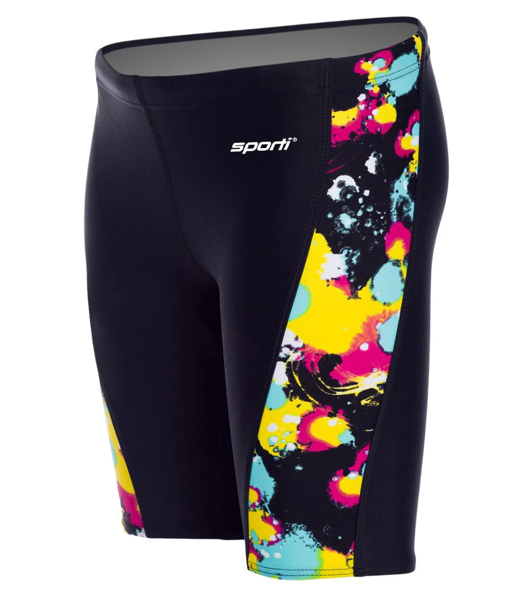 Sporti Paint Splatter Piped Splice Jammer Swimsuit Youth (22-28)