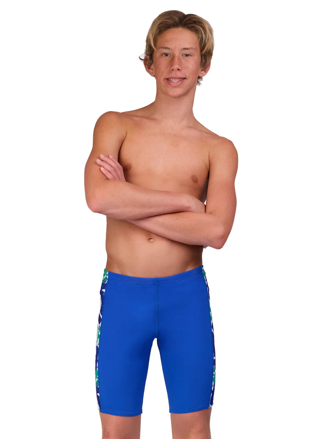 JOLYN Men's Jammer Leaves Spliced Jammer Swimsuit