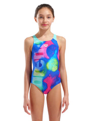 Arena Girls' Spray Paint Pro Back One Piece Swimsuit (Little Kid, Big Kid)