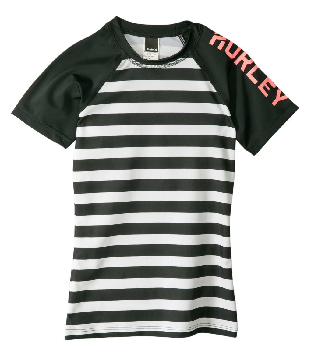 Hurley Girls' Surfside Stripe S/S Rashguard