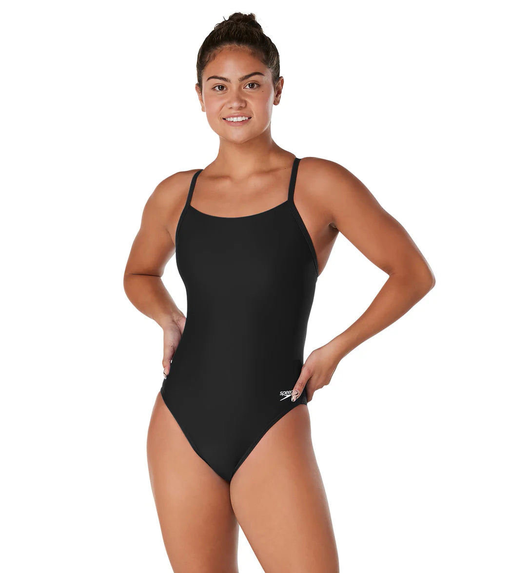 Speedo Women's Eco Solid Flyback One Piece Swimsuit