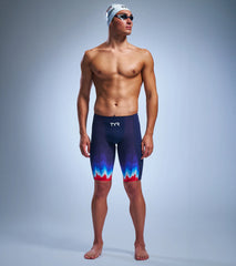 TYR Men's Shockwave USA High Waist Jammer Tech Suit Swimsuit