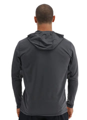TYR Men's Solid SunDefense Hooded Long Sleeve UPF 50+ Swim Shirt