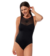 Jantzen Women's Royal Black Diana High Neck One Piece Swimsuit