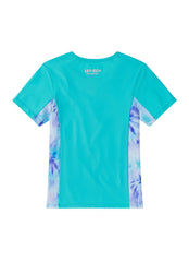 Speedo Girls' Short Sleeve Printed Splice Rashguard (Little Kid, Big Kid)