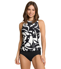 Jantzen Women's Botanical Domino Nora High Neck Tankini Top