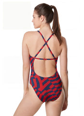 Speedo Women's Vortex Maze Crossback One Piece Swimsuit