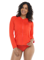 Body Glove Women's Smoothies Barbara Longsleeve UPF 50 Hooded Rash Guard