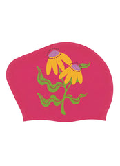 Sporti Sunny Bloom Long Hair Bun Silicone Swim Cap