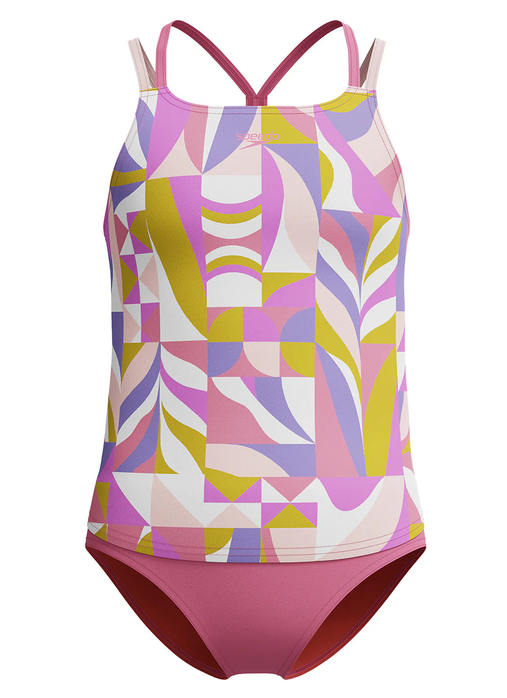 Speedo Girls' Print Strappy Two Piece Tankini Set (Little Kid, Big Kid)