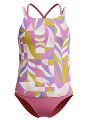 Speedo Girls' Print Strappy Two Piece Tankini Set (Little Kid, Big Kid)