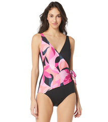 Gabar Women's Island Abstract V Neck Surplice One Piece Swimsuit