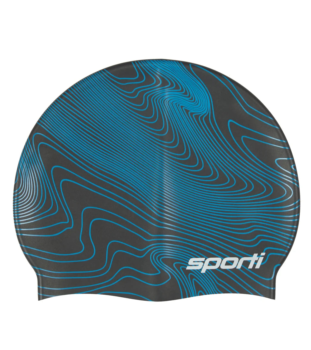 Sporti Sonar Waves Silicone Swim Cap