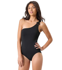 Tommy Bahama Women's Pearl Solid Novelty One Shoulder One Piece Swimsuit