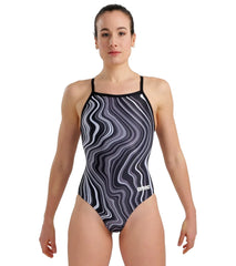 Arena Women's Marbled Light Drop Back One Piece Swimsuit