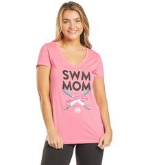 USA Swimming Women's Swim Mom Duties V-Neck T-Shirt