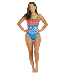 Sporti Limited Edition Ugly Sweater Swimming Santa Thin Strap One Piece Swimsuit