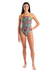 Arena Women's Flowery Skulls Challenge Back One Piece Swimsuit