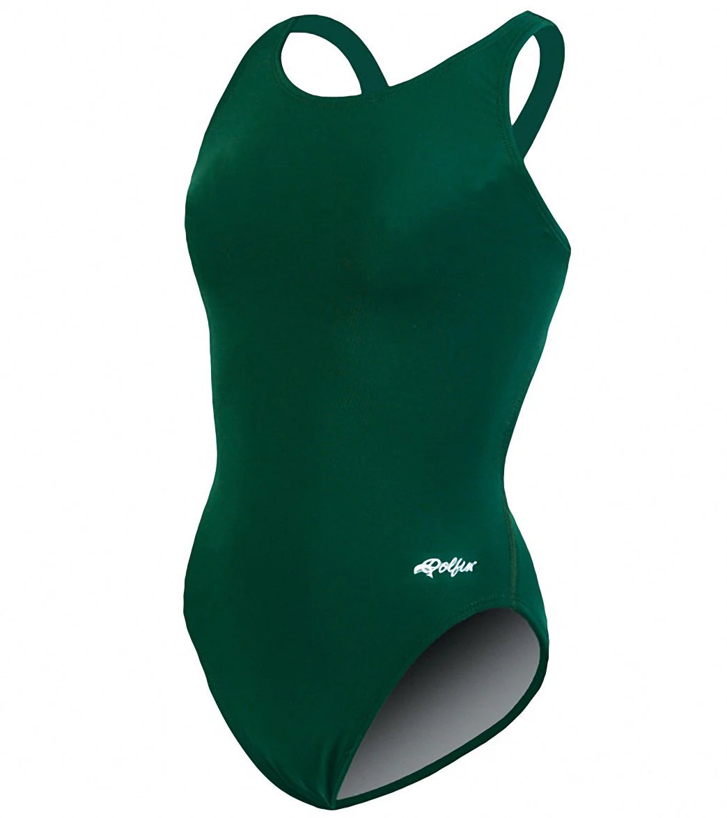 Dolfin Girls' Xtra Life Lycra Solid HP Back One Piece Swimsuit