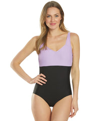 Sporti Moderate Colorblock Sweetheart One Piece Swimsuit