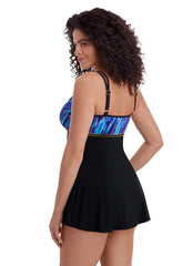 Longitude Women's Long Torso Gilded Panthera Empire Princess Seam Swim Dress