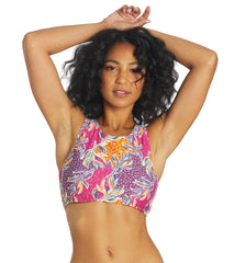 Sporti Active Floral Patchwork High Neck Crop Bikini Top