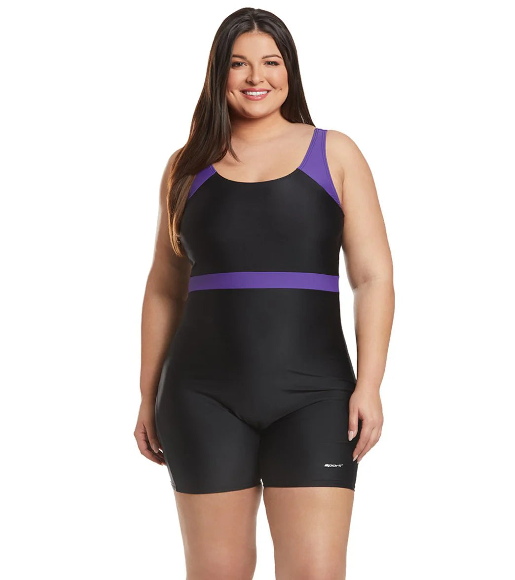 Sporti Plus Size Unitard Colorblock One Piece  Swimsuit