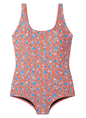 Sporti Plus Size HydroLast Coastal Regatta Chlorine Resistant Conservative Scoop Back One Piece Swimsuit