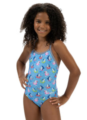Dolfin Uglies Girls' Fin Floats Print One Piece Swimsuit (Big Kid)