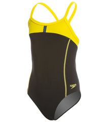 Speedo Youth PowerPlus Bolt Splice Drill Back One Piece Swimsuit