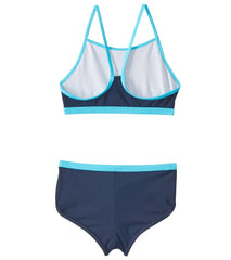 Sporti Little Girls' UPF 50+ Active Contrast Solid Two Piece Boyshort Bikini Set