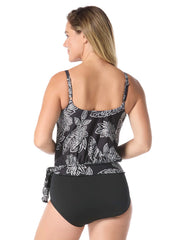 Gabar Women's Chlorine Resistant Botanical Drift Two Piece Blouson Swimsuit Set