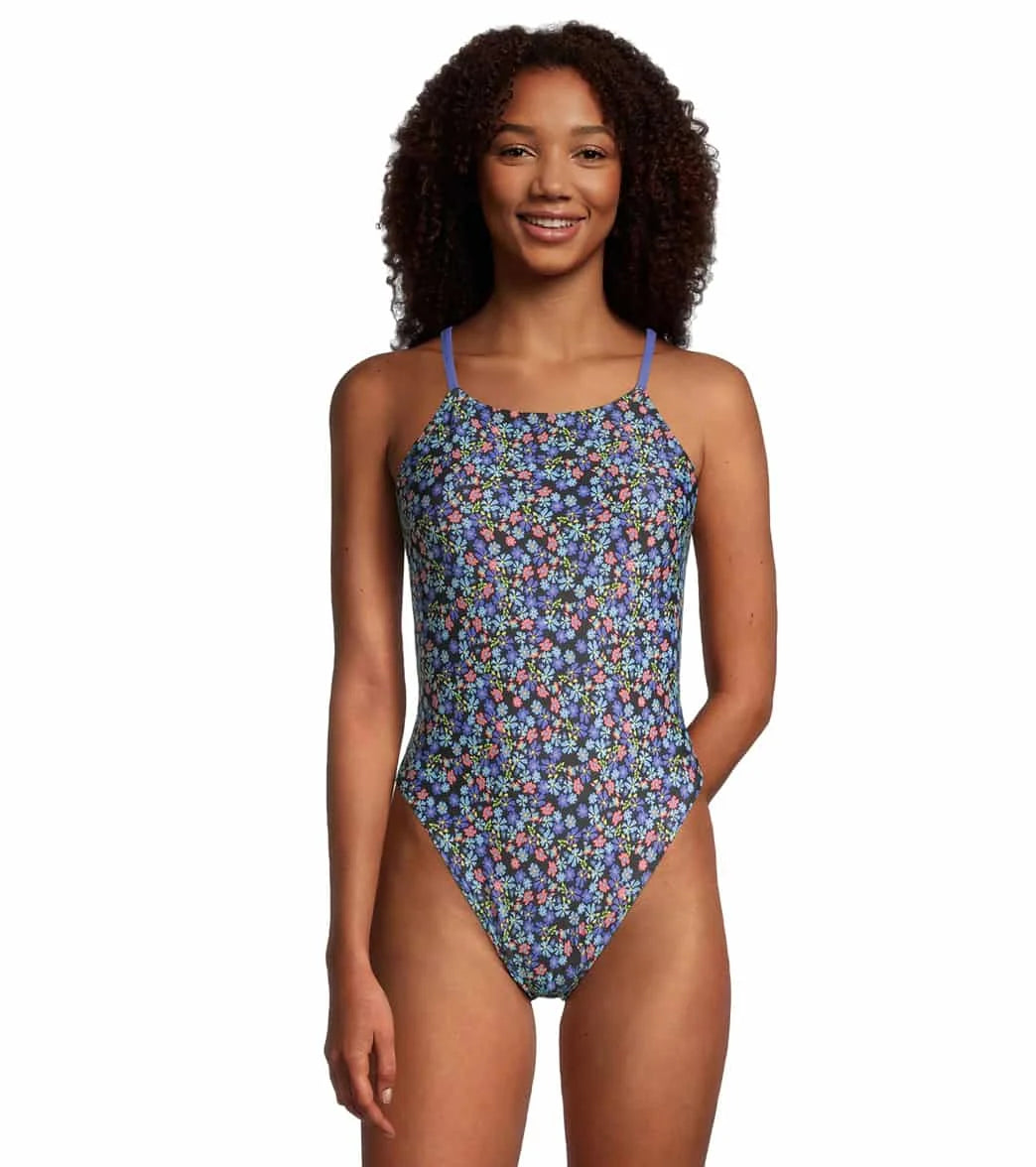 Speedo Women's Printed Back One Piece Swimsuit