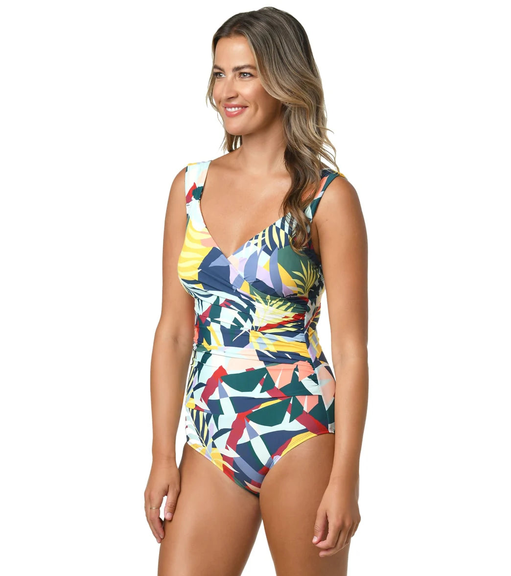 Jantzen Women's Tropical Utopia Surplice Mio One Piece Swimsuit