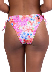 JOLYN Women's Bella Orchids Rib Tie Side Bikini Bottom