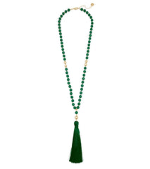 Zenzii Matte Beaded Necklace With Tassel