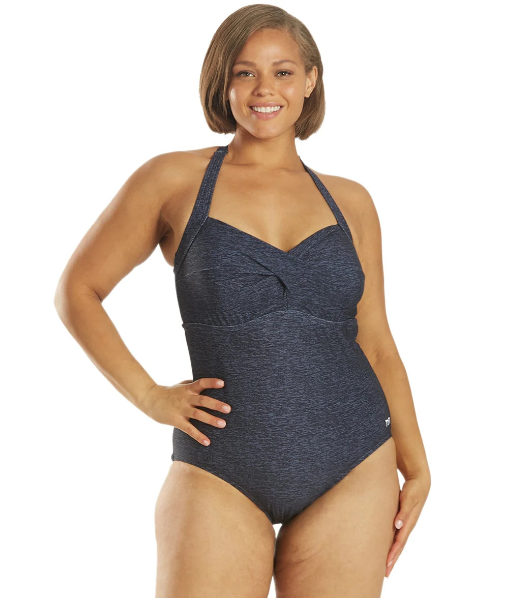 TYR Women's Plus Size Mantra Twisted Bra Controlfit Chlorine Resistant One Piece Swimsuit