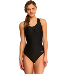 Waterpro Solid Polyester Wide Strap One Piece Swimsuit